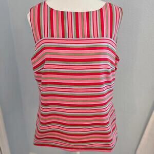 Talbots Size 12 Sleeveless  Silk Shell striped pink/orange
